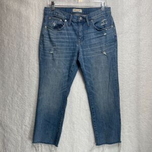 Madewell Slim BoyJean Distressed Light Wash Cotton Denim Size 28 Carlson Wash